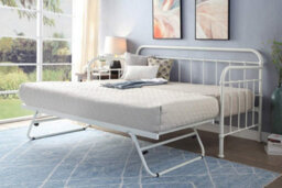 Harlow White Metal Day Bed With Folding Guest Trundle - thumbnail 3