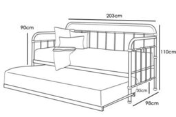 Harlow White Metal Day Bed With Folding Guest Trundle - thumbnail 6