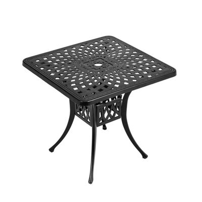 Breeins 79.5Cm W Square Vintage Cast Aluminum Outdoor Dining Table With Umbrella Hole, Black - image 1