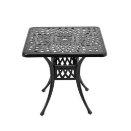 Breeins 79.5Cm W Square Vintage Cast Aluminum Outdoor Dining Table With Umbrella Hole, Black - thumbnail 3