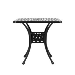 Breeins 79.5Cm W Square Vintage Cast Aluminum Outdoor Dining Table With Umbrella Hole, Black - thumbnail 4