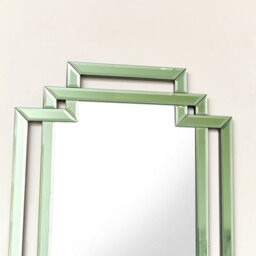 Melody Maison Green Glass Art Deco Rectangle Wall Mirror - 80Cm X 50Cm - thumbnail 3
