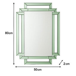 Melody Maison Green Glass Art Deco Rectangle Wall Mirror - 80Cm X 50Cm - thumbnail 7