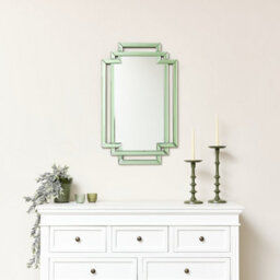 Melody Maison Green Glass Art Deco Rectangle Wall Mirror - 80Cm X 50Cm - thumbnail 5