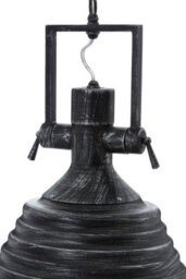 Orsina Industrial Black And Silver Pendant Light, Tough Iron Construction With Stepped Shade, Matching Iron Canopy - thumbnail 4