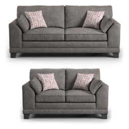 Furnishings For Less UK Hilliard Fullback Fabric Sofa Suite 3 Seater And 2 Seater Grey - thumbnail 1