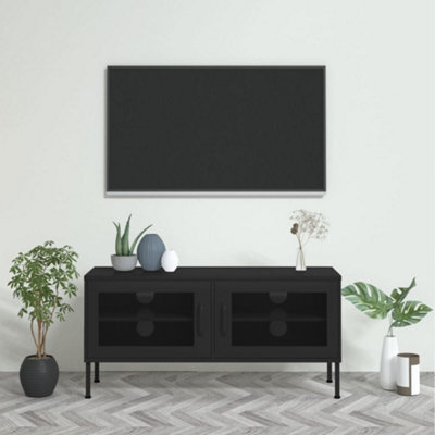 Berkfield Tv Cabinet Black 105X35X50 Cm Steel - image 1
