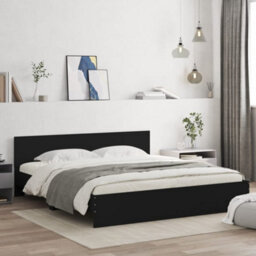 Berkfield Bed Frame Without Mattress Black 180X200 Cm Super King - thumbnail 1