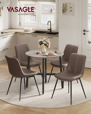 LEDREM Dining Table, Round Kitchen Table, For Living Room, Office, 80 X 75 Cm (Diameter X Height), Heather Greige And Ink Black - image 1