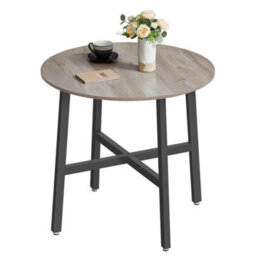 LEDREM Dining Table, Round Kitchen Table, For Living Room, Office, 80 X 75 Cm (Diameter X Height), Heather Greige And Ink Black - thumbnail 7