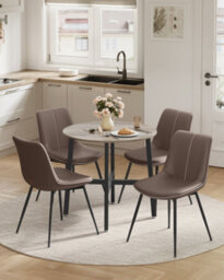 LEDREM Dining Table, Round Kitchen Table, For Living Room, Office, 80 X 75 Cm (Diameter X Height), Heather Greige And Ink Black - thumbnail 2