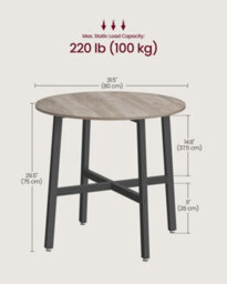 LEDREM Dining Table, Round Kitchen Table, For Living Room, Office, 80 X 75 Cm (Diameter X Height), Heather Greige And Ink Black - thumbnail 9