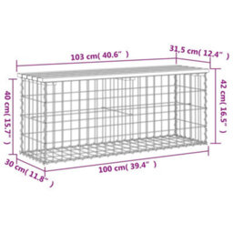 Vidaxl Garden Bench Gabion Design 103X31.5X42 Cm Solid Wood Pine Garden Benches - thumbnail 8