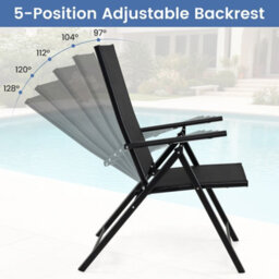 Gainoom Patio Folding Chairs Set Of 2 Adjustable High Back Outdoor Recliners Portable Lawn Chairs - thumbnail 4
