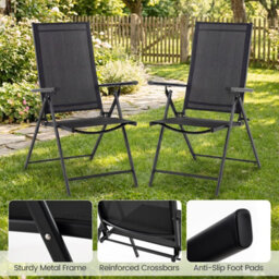 Gainoom Patio Folding Chairs Set Of 2 Adjustable High Back Outdoor Recliners Portable Lawn Chairs - thumbnail 3