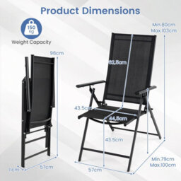 Gainoom Patio Folding Chairs Set Of 2 Adjustable High Back Outdoor Recliners Portable Lawn Chairs - thumbnail 2