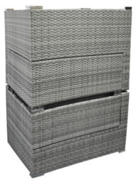 Rattan Conservatory Garden Wicker Outdoor Sun Lounger Sofa Table Furniture Set Cube Corner Table Grey Dining - thumbnail 5