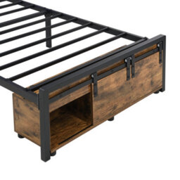 Abrihome 3Ft Single Metal Bed With Multi-Color Led Lights & Charging Ports, Storage Bed Frame, Black - thumbnail 8