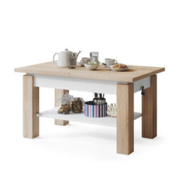 Heze Furniture Alva 2 In 1 Extending Coffee / Dining Table 110-150Cm - Sonoma Oak / White - thumbnail 5
