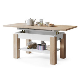 Heze Furniture Alva 2 In 1 Extending Coffee / Dining Table 110-150Cm - Sonoma Oak / White - thumbnail 6