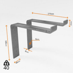 MKGT 2 Pcs Heavy Duty Shelf Brackets Industrial Steel For Wall Mounted Diy Floating(Raw Steel, 275mm Down) - thumbnail 2