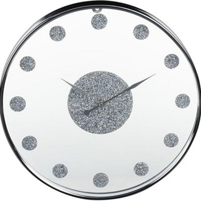 Biznest Large Round Mirror Wall Clock Luxury Mirror Wall Clock For Home Office Living Room Bedroom Decoration 40X40Cm