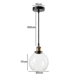 Emitto Retro Industrial Glass Lampshade Ceiling Pendant Light Adjustable C... - thumbnail 4