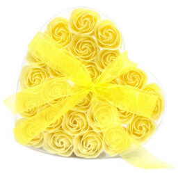 Serenityy Set Of 24 Soap Flower Heart Box - Yellow Roses