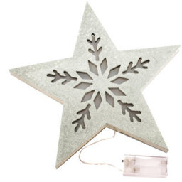 Christmas Tree World Silver Battery-Powered Star Tree Topper - Snowflake Scene - thumbnail 2
