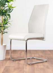 Furniturebox Leonardo 4 Seater Rectangular Glass Dining Table With Silver Metal Legs & 4 White Lorenzo Faux Leather Chairs - thumbnail 7