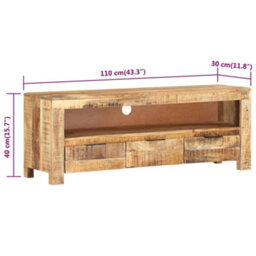 Berkfield Tv Cabinet 110X30X40 Cm Rough Mango Wood - thumbnail 8