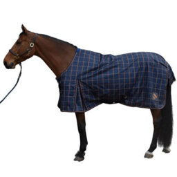 "Whitaker Jacob Standard-Neck Lightweight Horse Turnout Rug Navy/orange (6 3"")" - thumbnail 1