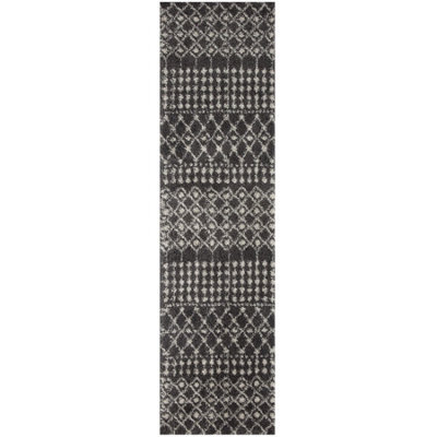 The Rugs Soft Moroccan Diamond Shaggy Rugs And Runners High Pile Dark Grey And Ivory Living Room Kitchen Hallway 1040 - image 1