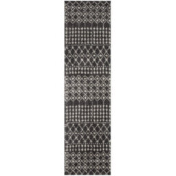 The Rugs Soft Moroccan Diamond Shaggy Rugs And Runners High Pile Dark Grey And Ivory Living Room Kitchen Hallway 1040 - thumbnail 1