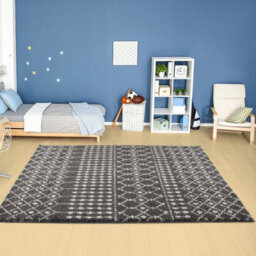 The Rugs Soft Moroccan Diamond Shaggy Rugs And Runners High Pile Dark Grey And Ivory Living Room Kitchen Hallway 1040 - thumbnail 6