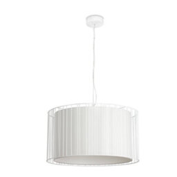 Luminosa Lighting Luminosa Linda 1 Light Round Ceiling Pendant White With Shade, E27 - thumbnail 1