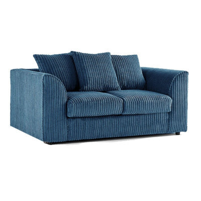 Sofaselectionuk Ltd Sofa Selection Jumbo Cord Scatter Back 2 Seater Sofa In Colour Blue Cozy Compact Sofa With Soft Cord Fabric And  Cushions