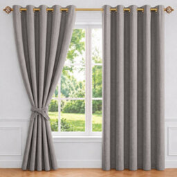 Aspire Homeware Beige Linen 100% Blackout Curtain Thermal Insulated Eyelet Curtain Pair (W)168Cm X (D)183Cm With Tie Back - thumbnail 9