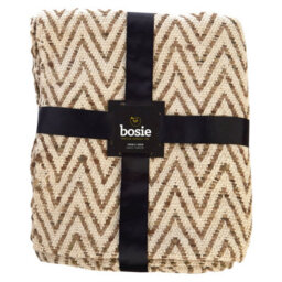 Orsina Beige Woven Chevron Throw, Soft Cotton & Viscose Blend Sofa Throw, Durable Geometric Blanket - thumbnail 1
