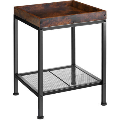 Tectake Bedside Table Rochester - Industrial Style, With Tray Shelf, Grid Shelf, 41.5 X 41 X 56 Cm - Industrial Wood Dark, Rustic - image 1