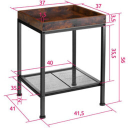 Tectake Bedside Table Rochester - Industrial Style, With Tray Shelf, Grid Shelf, 41.5 X 41 X 56 Cm - Industrial Wood Dark, Rustic - thumbnail 4