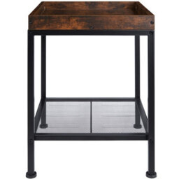 Tectake Bedside Table Rochester - Industrial Style, With Tray Shelf, Grid Shelf, 41.5 X 41 X 56 Cm - Industrial Wood Dark, Rustic - thumbnail 7