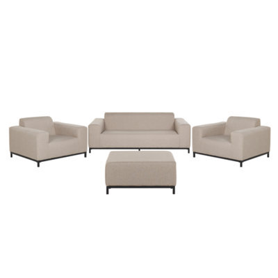 Beliani Garden Lounge Set With Table 5 Seater Rovigo Beige - image 1