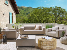 Beliani Garden Lounge Set With Table 5 Seater Rovigo Beige - thumbnail 2