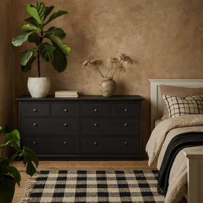 Wyld Haus Osaka Farmhouse Dark Grey Wide Wooden 8-Drawer Chest Of Drawers - image 1