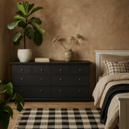 Wyld Haus Osaka Farmhouse Dark Grey Wide Wooden 8-Drawer Chest Of Drawers - thumbnail 1