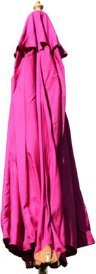 Large Hardwood Garden Parasol Umbrella-3.5M Wide-Pink - image 1