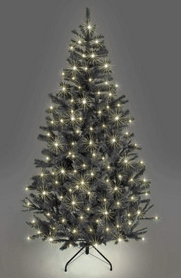 Shatchi 7Ft Prelit Black Alaskan Pine Christmas Tree Warm White Leds - image 1