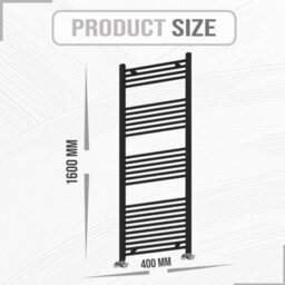 ARKO BATHROOM Arko Towel Radiator, Heated Towel Rails,wall Mounted Ladder Radiators 400X1600mm,  Black - thumbnail 5