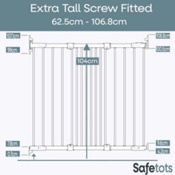 Bettacare Extra Tall Screw Fitted Pet Safety Gate, 62.5Cm - 106.8Cm, White, 103.5Cm In Height, Puppy And Dog Stair Gate - thumbnail 3